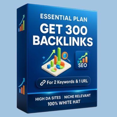 3D SEO service product box with 300 backlinks offer